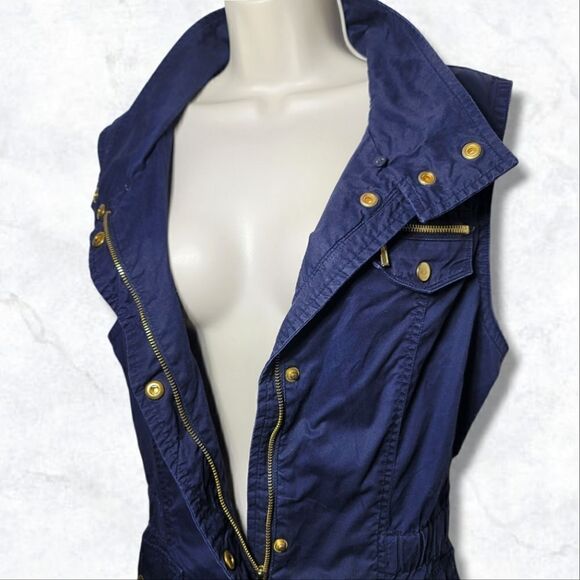 Inc. International Concepts Anorak Navy Blue Denim Vest Jacket - Picture 5 of 7